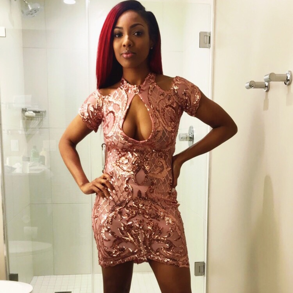 Custom made pink sequin dress